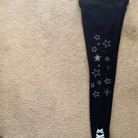 Black Leggings Studded Stars Justice Sz 12. - Picture 3 of 8